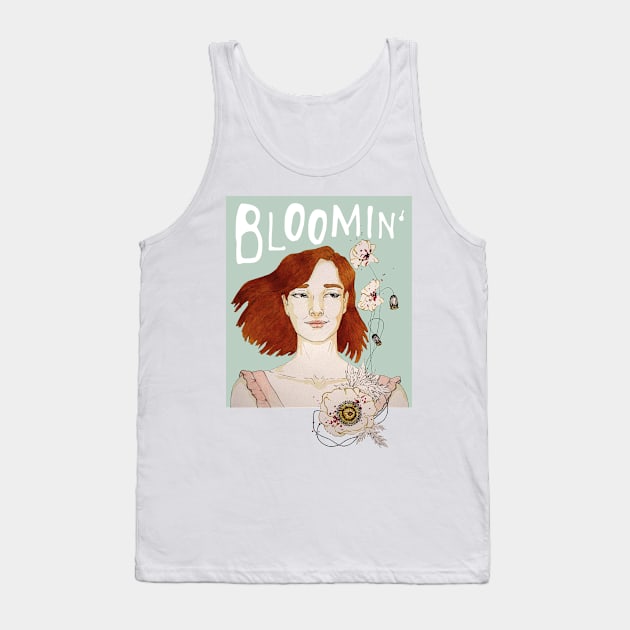 Blooming girl with poppy flowers Tank Top by happyMagenta